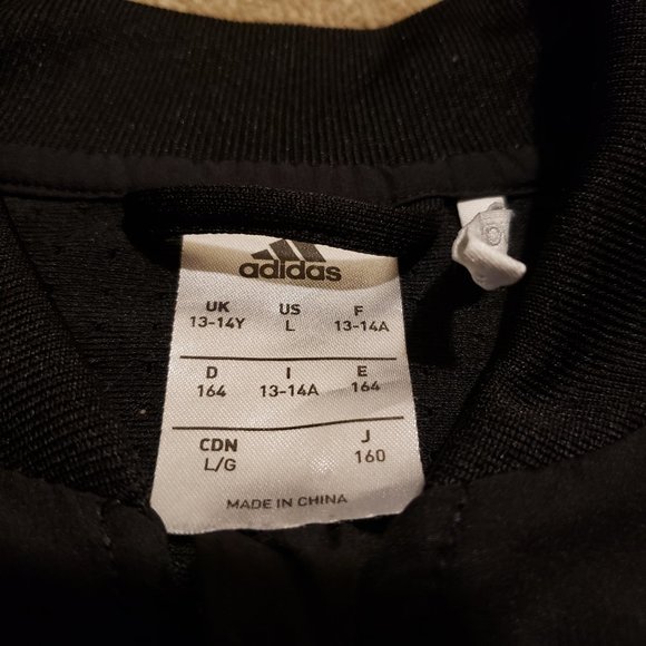 Adidas Full Zip Performance Jacket Black | Youth Large Women's Small Breathable - Picture 5 of 10